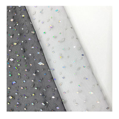 qualità  Breathable Sequin Fabric White Bridal Mesh Sequin Tulle Sparkle Net Fabric For Dress 100% Nylon fabbrica